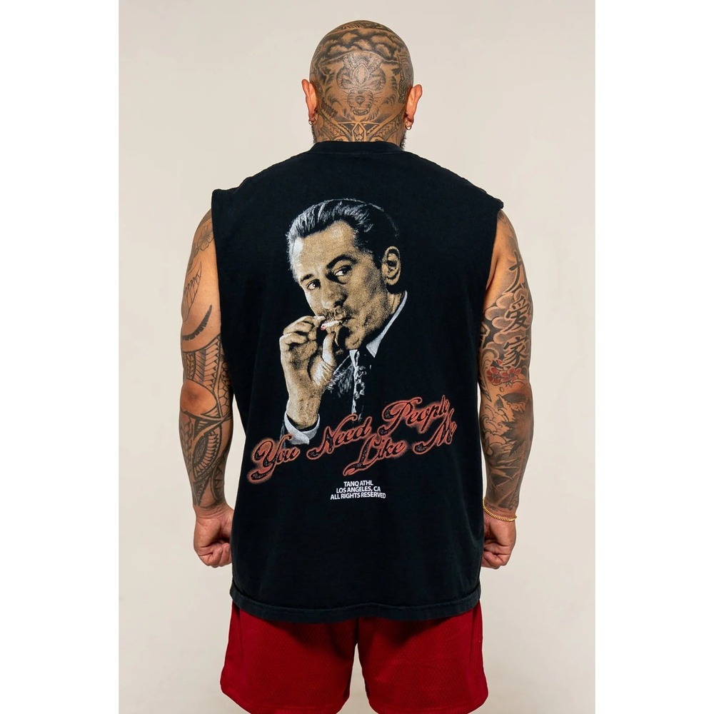 Tanq Athletic Scarface Tony Montana Muscle Tee Black Sleeveless Gym Shirt
